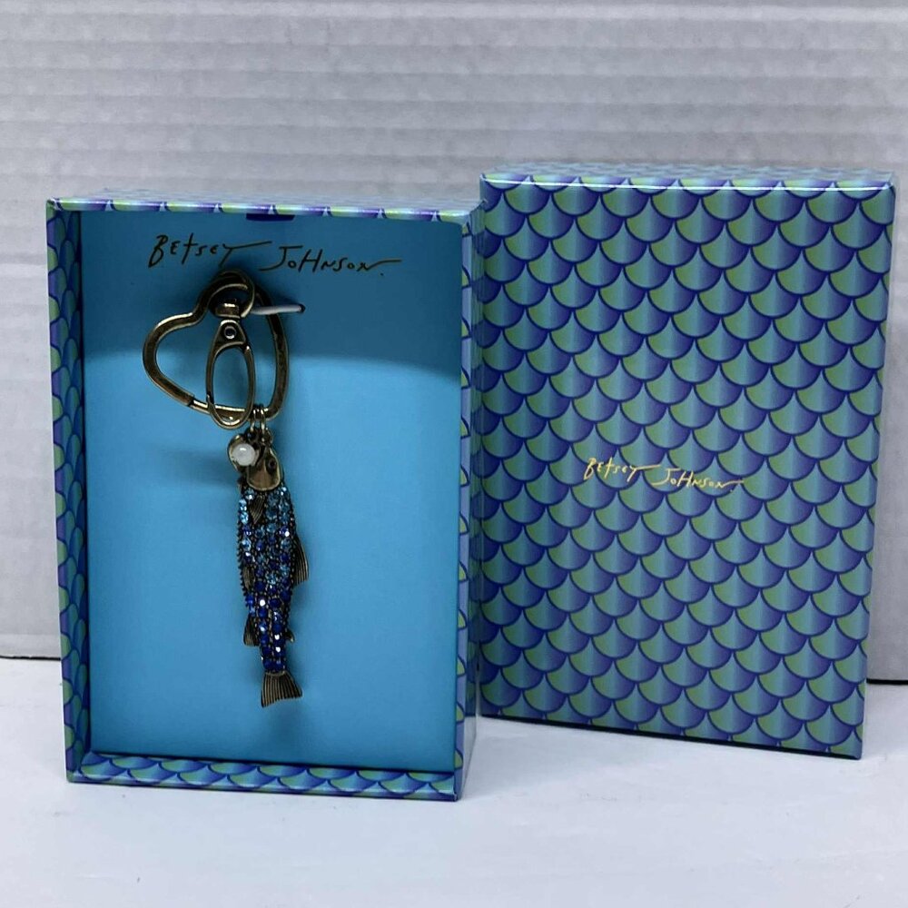 Betsey Johnson Mermaid Jewels Sardine Fish Key Fob Bag Charm Boxed